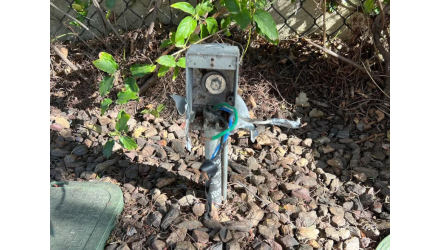 Vandalized Public Electrical Outlet