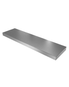 Front view of 36-inch vandal resistant 8-inch deep stainless steel shelf