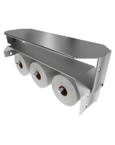 Interior view showcasing three 5” standard rolls and paper compatibility