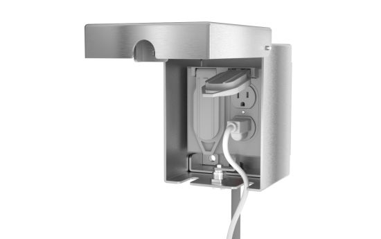Front view open showing double gang outlet cavity