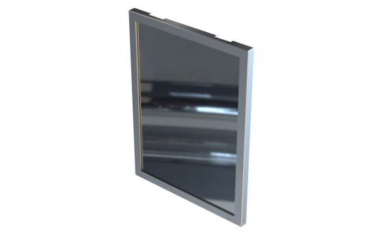 Vandal resistant stainless steel framed mirror with sacrificial polycarbonate layer