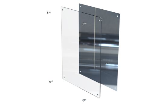 Stainless steel safety mirror with anti-graffiti polycarbonate front view