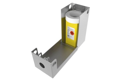 AA-SC300 open with 1.5 quart sharps container installed