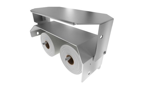 Interior view showcasing two 5” standard rolls and paper compatibility