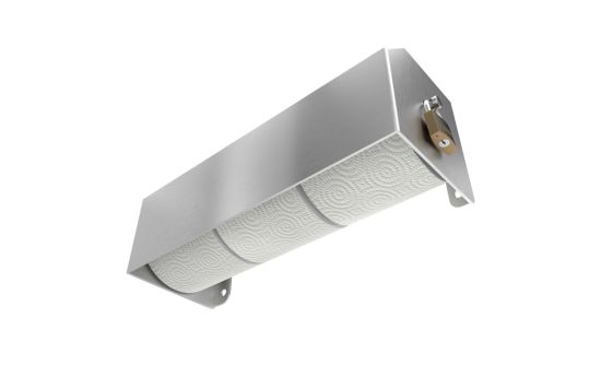 Vandal resistant three roll stainless steel toilet paper holder front angle
