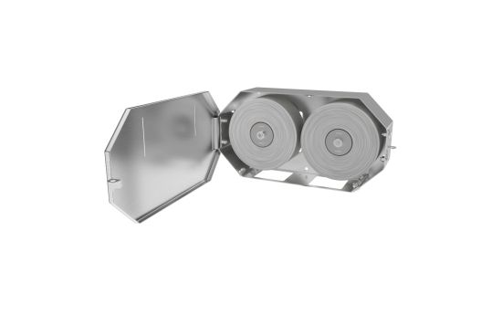 Interior layout of the dispenser showing paper roll placement