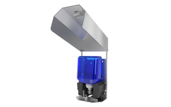 Front view of dispenser open showing installed soap cartridge"