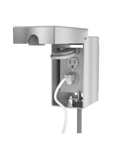 Front view open showing outlet cavity and internal access