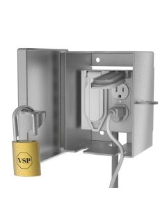 Lockable Outlet Cover with Easy Access Padlock - Two Gang