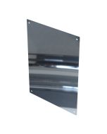Polished stainless steel safety mirror with unbreakable design front isometric view