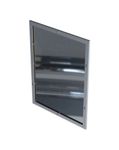 Stainless steel bezel-framed vandal resistant mirror with polycarbonate protection