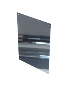 Polished stainless steel safety mirror with unbreakable design front isometric view