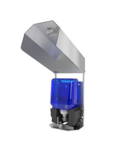 Front view of dispenser open showing installed soap cartridge"