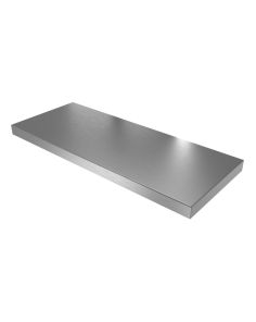 Front view of 36-inch vandal resistant 12-inch deep stainless steel utility shelf