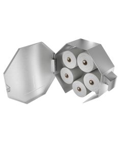 Internal layout showcasing the five-roll capacity and universal paper compatibility
