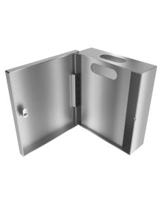 Open view of receptacle with feminine hygiene liner bag inserted