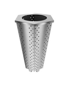 Front view of VSP-TR16 compact stainless steel trash can with top lid closed
