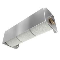 Vandal resistant three roll stainless steel toilet paper holder front angle