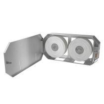 Interior layout of the dispenser showing roll placement and paper compatibility