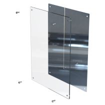 Stainless steel safety mirror with anti-graffiti polycarbonate front view