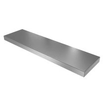 Front view of 36-inch vandal resistant 8-inch deep stainless steel shelf