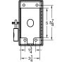 Back line drawing with mounting holes and rear opening dimensions