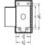 Back line drawing with conduit knockouts and mounting hole layout