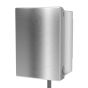 Front view of double-gang outlet security box with hitch lock closed