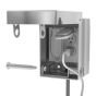 Front view open showing internal cavity for double-gang outlet