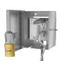 Front view open showing internal cavity for double-gang outlet
