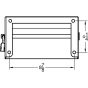 Technical drawing showing dimensions and mounting hole layout