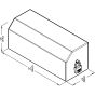 Dimensional line drawing of three roll toilet paper dispenser