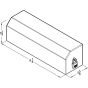 Dimensional line drawing of four roll toilet paper dispenser
