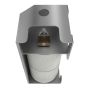 Heavy-duty two roll toilet paper dispenser side view with padlock cover