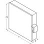 Front drawing showing full external dimensions of enclosure