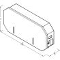 Dimensional drawing showing two-roll mini jumbo capacity and padlock protection