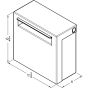 Dimensional front drawing showing width, height, and mounting layout