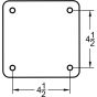 Technical line drawing displaying back panel with mounting holes