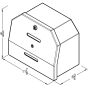 Front line drawing illustrating external dimensions and contours