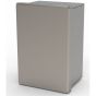 Front view of outlet lock box closed - vandal resistant stainless steel