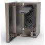 Front view open showing internal cavity for receptacle box