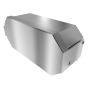 Isometric view of heavy-duty stainless steel 2-roll toilet paper dispenser with padlock.
