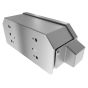 Rear isometric showing surface mounting holes and compact design