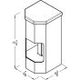 Dimensional line drawing showing vertical capacity for two 5” standard rolls