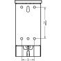 Technical back drawing with 3/8” mounting holes