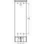 Technical back panel drawing with 3/8” mounting holes