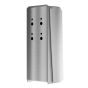 Back of dispenser with stainless steel surface and mounting holes