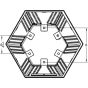 Technical line drawing showing mounting hole spacing