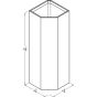 Dimensional front drawing with width, height, and depth details