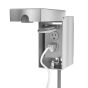 Front view open showing outlet cavity and internal access